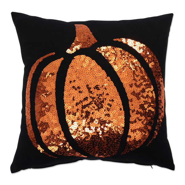 Stitched Pumpkin Halloween Throw Pillow, 18