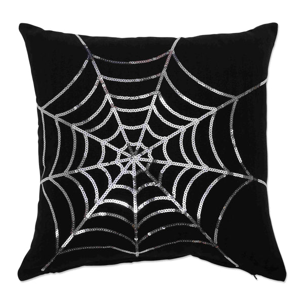 Halloween Black and outlets Silver Bling Spider Web Pillow with Matching Placemats