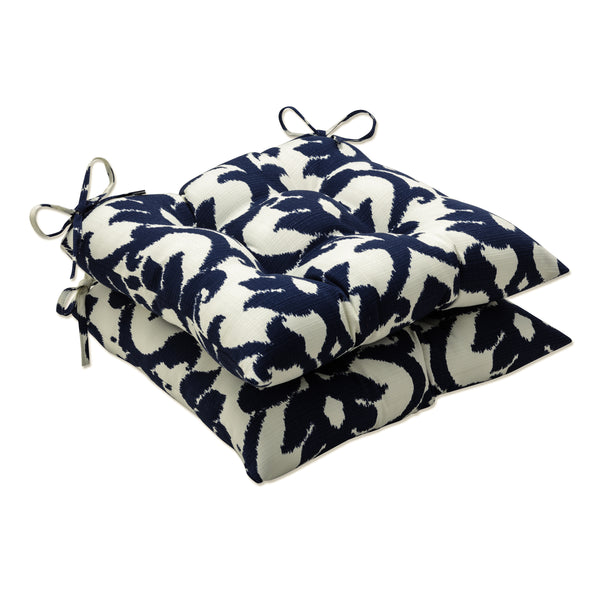 Outdoor Indoor Basalto Navy Blue Tufted Seat Cushions 19 in. L X