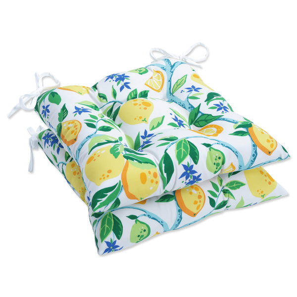 Outdoor/Indoor Lemon Tree Yellow Yellow Tufted Seat Cushions 19 in