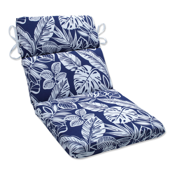 Outdoor Indoor Delray Navy Rounded Corners Chair Cushion 40.5 in. L X 21 in. W X 3 in. D Pillow Perfect