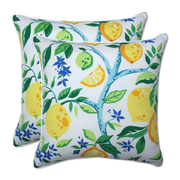 Outdoor Indoor Lemon Tree Yellow Yellow 18.5 inch Throw Pillow Set of 2 18.5 in. L X 18.5 in. W X 5 in. D Pillow Perfect