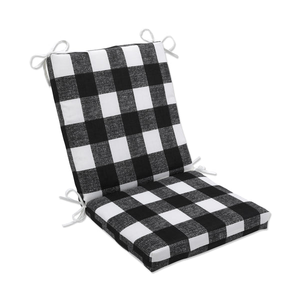 Black Buffalo Check Wicker Seat Cushions, Set of 2