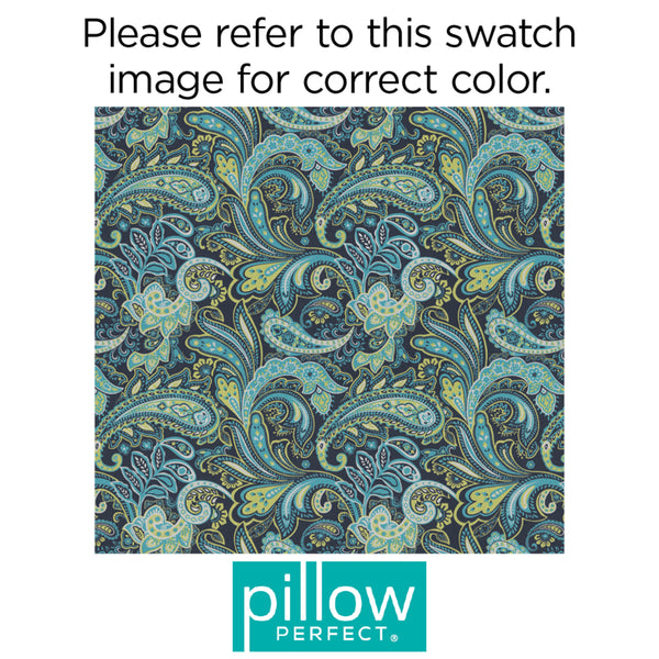 Pillow Perfect Pretty Paisley Navy 17.5-in x 16.5-in 2-Piece Blue Patio Chair Cushion in the
