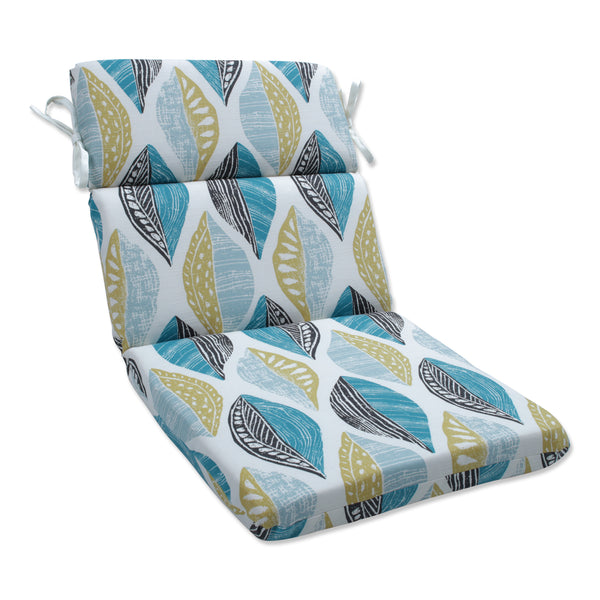 Outdoor/Indoor Leaf Block Teal/Citron Over-Sized Rectangular Throw