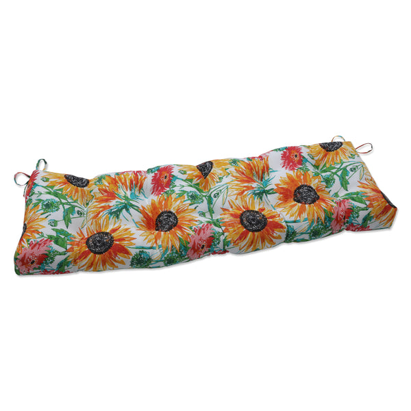 Outdoor/Indoor Sunflowers Sunburst Yellow OUTDOOR TUFTED BENCH