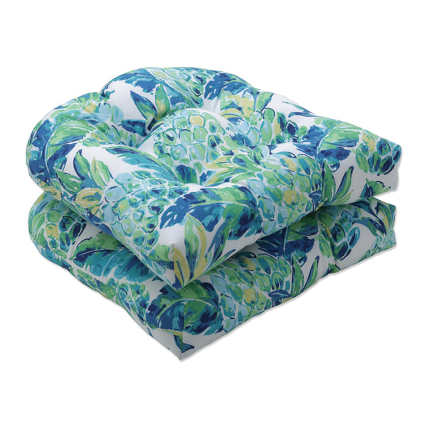 Boutique Floral Indoor/Outdoor Chair Pad, Blue, Chair Pad