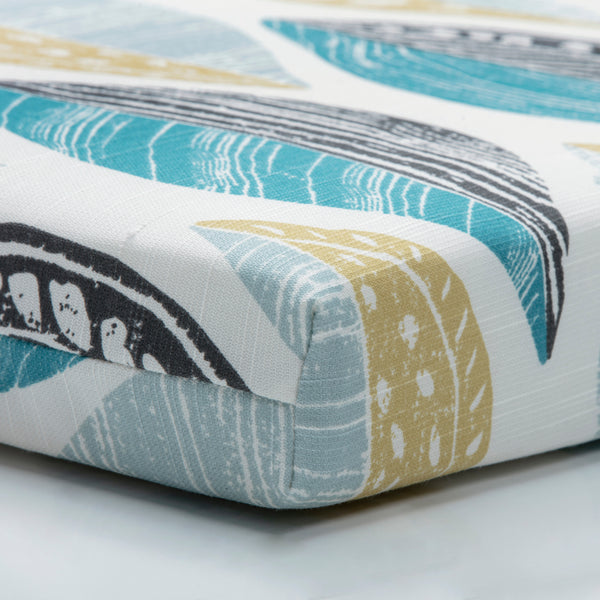 Outdoor/Indoor Leaf Block Teal/Citron Over-Sized Rectangular Throw