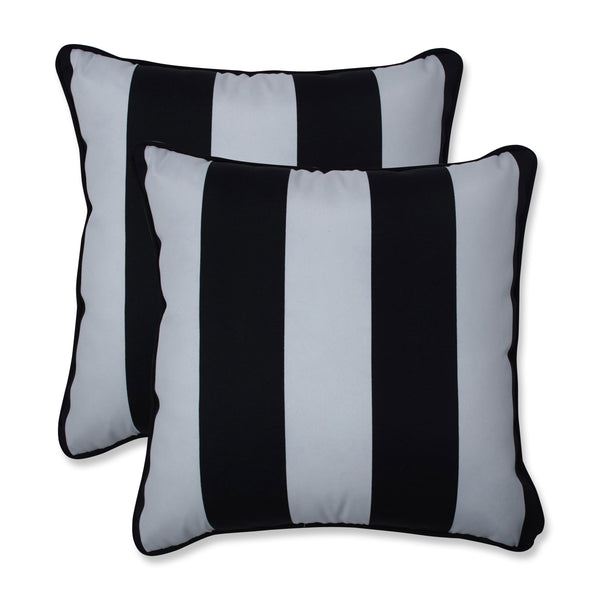 Cabana Stripe Black Throw Pillow (Set Of 2) Pillow Perfect