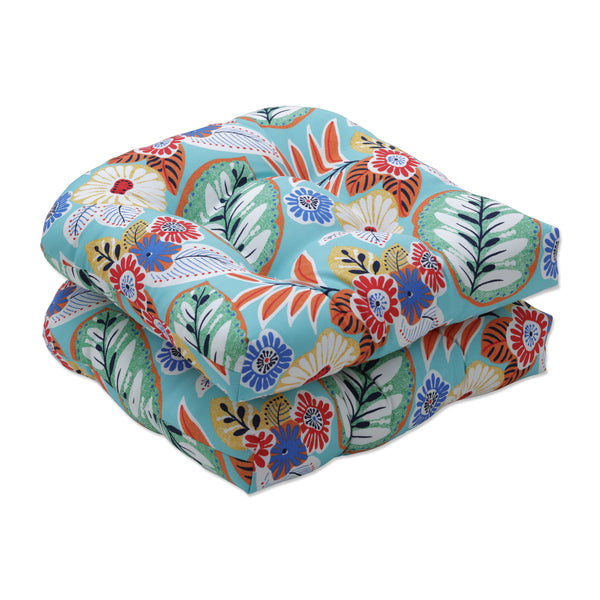 Boutique Floral Indoor/Outdoor Chair Pad, Blue, Chair Pad