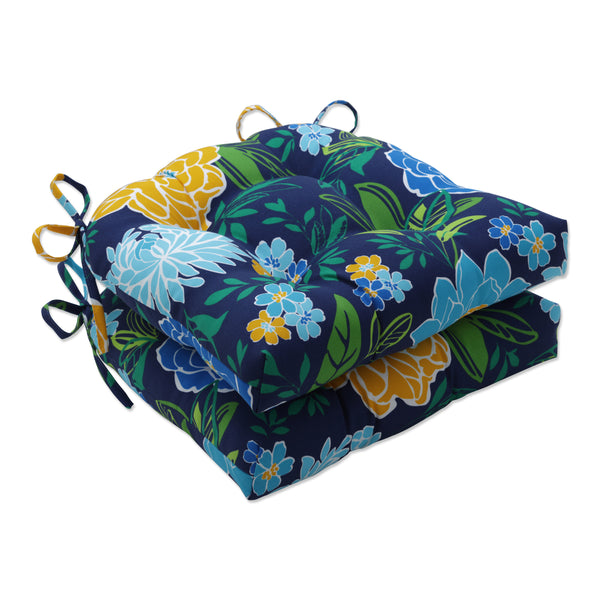 Boutique Floral Indoor/Outdoor Chair Pad, Blue, Chair Pad