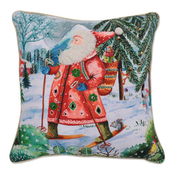 Christmas Ski Santa 18" Throw Pillow
