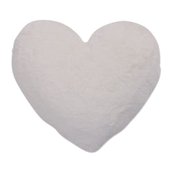 Fur Heart Shaped White Throw Pillow