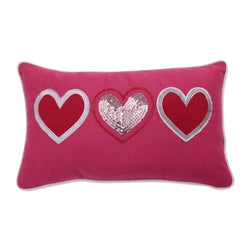 Hearts Magenta Lumbar Throw Pillow