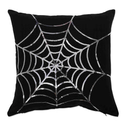 18-Inch Embroidered Spiders and Web Pillow