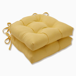 Outdoor/Indoor Fortress Canvas Buttercup Reversible Chair Pad (Set of 2)