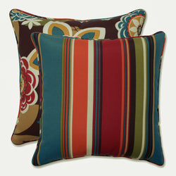 Outdoor/Indoor Annie/Westport Chocolate 16.5-inch Throw Pillow (Set of 2)