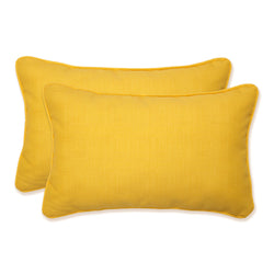 Outdoor/Indoor Fresco Solids Yellow Rectangular Throw Pillow (Set of 2)