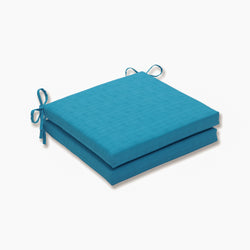 Outdoor/Indoor Veranda Turquoise Squared Corners Seat Cushion 20x20x3 (Set of 2)