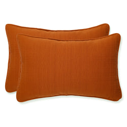 Outdoor/Indoor Solid Cinnabar Rectangular Throw Pillow (Set of 2)