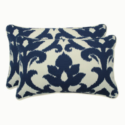 Outdoor/Indoor Basalto Navy Rectangular Throw Pillow (Set of 2)