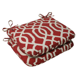 Outdoor/Indoor New Geo Red Rounded Corners Seat Cushion (Set of 2)