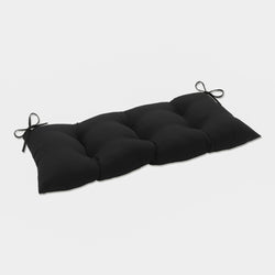 Outdoor/Indoor Fresco Black Tufted Bench/Swing Cushion