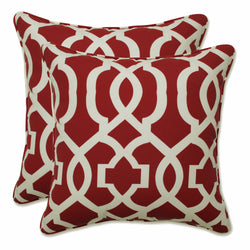 Outdoor/Indoor New Geo Red 16.5-inch Throw Pillow (Set of 2)