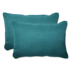 Outdoor/Indoor Rave Teal Over-sized Rectangular Throw Pillow (Set of 2)