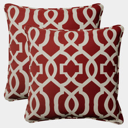 Outdoor/Indoor New Geo Red 18.5-inch Throw Pillow (Set of 2)
