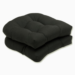 Outdoor/Indoor Fortress Canvas Black Wicker Seat Cushion (Set of 2)