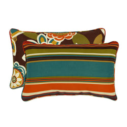 Gold Stripe Outdoor Throw Pillows Rectangle Set of 2