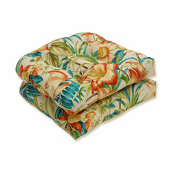 Outdoor/Indoor Botanical Glow Tiger Lily Wicker Seat Cushion (Set of 2)