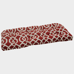 Outdoor/Indoor New Geo Red Wicker Loveseat Cushion