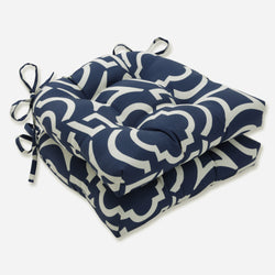 Outdoor/Indoor Carmody Navy Reversible Chair Pad (Set of 2)