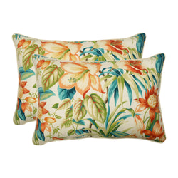 Outdoor/Indoor Botanical Glow Tiger Lily Over-sized Rectangular Throw Pillow (Set of 2)
