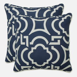 Outdoor/Indoor Carmody Navy 18.5-inch Throw Pillow (Set of 2)