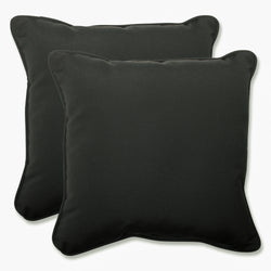 Outdoor/Indoor Fortress Canvas Black 18.5-inch Throw Pillow (Set of 2)