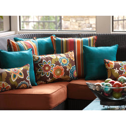 Outdoor/Indoor Rave Teal 18.5-inch Throw Pillow (Set of 2)