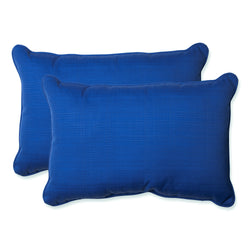 Outdoor/Indoor Fresco Blue Over-sized Rectangular Throw Pillow (Set of 2)