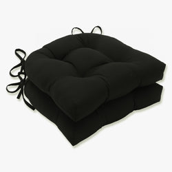Outdoor/Indoor Fortress Canvas Black Reversible Chair Pad (Set of 2)