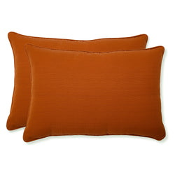 Outdoor/Indoor Solid Cinnabar Over-sized Rectangular Throw Pillow (Set of 2)