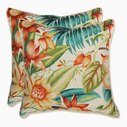 Outdoor/Indoor Botanical Glow Tiger Lily 16.5-inch Throw Pillow (Set of 2)