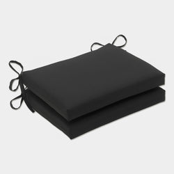 Outdoor/Indoor Fresco Black Squared Corners Seat Cushion (Set of 2)