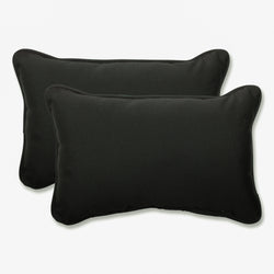 Outdoor/Indoor Fortress Canvas Black Rectangular Throw Pillow (Set of 2)