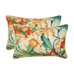 Outdoor/Indoor Botanical Glow Tiger Lily Rectangular Throw Pillow (Set of 2)