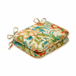 Outdoor/Indoor Botanical Glow Tiger Lily Rounded Corners Seat Cushion (Set of 2)