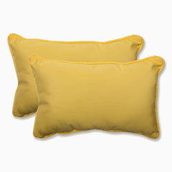 Outdoor/Indoor Fortress Canvas Buttercup Rectangular Throw Pillow (Set of 2)