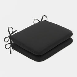 Outdoor/Indoor Fresco Black Rounded Corners Seat Cushion (Set of 2)