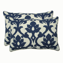 Outdoor/Indoor Basalto Navy Over-sized Rectangular Throw Pillow (Set of 2)